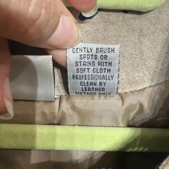 Chico's Tan Genuine Suede Leather Vintage Native Tribal Jacket Sz 2 - Picture 7 of 15